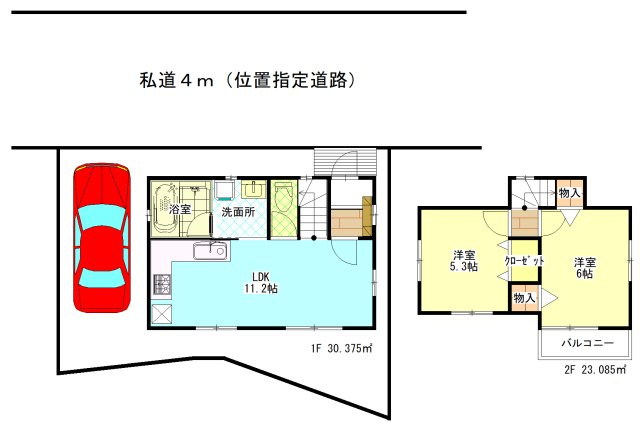 当社媒介物件　所沢市荒幡　売地　建築条件無しの区画図