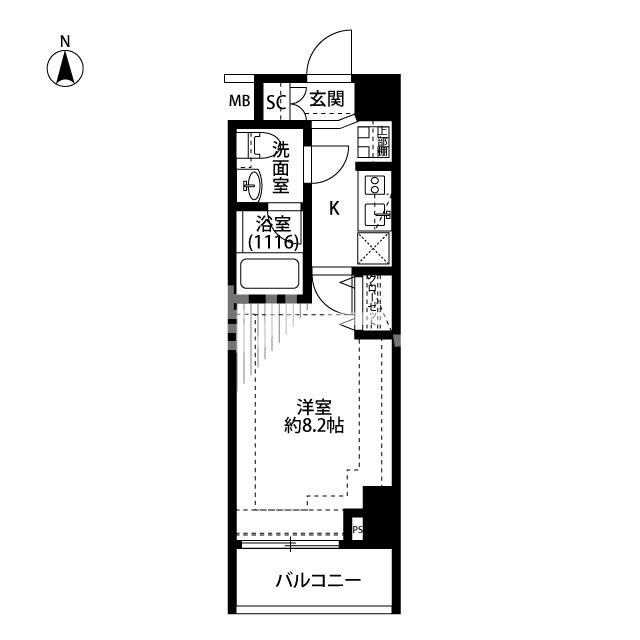 新宿区下落合１丁目の賃貸マンションの間取り