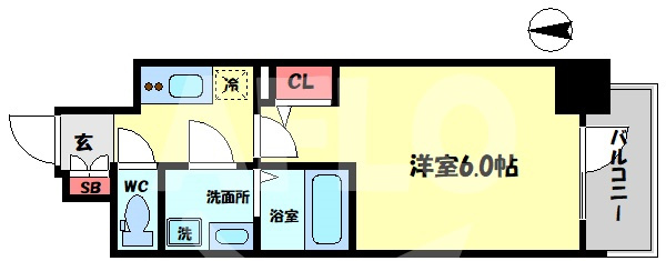 エスリード天六ラグジェの間取り|エスリード天六ラグジェ　開放感のある間取り