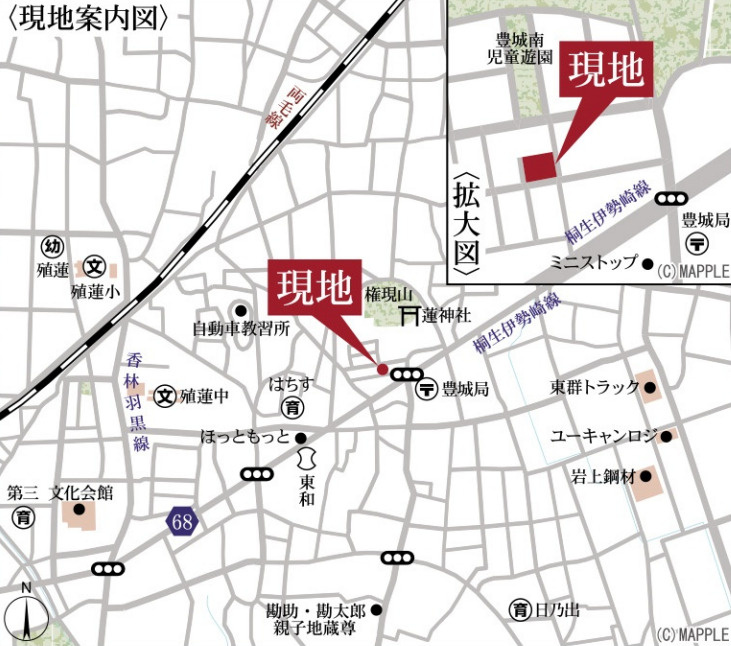 【新築】伊勢崎市豊城町第１　限定１棟　リーブルガーデン　新築建売の地図