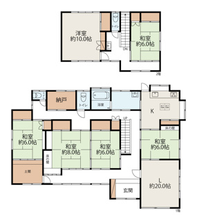 【間取り】 | 桜川市真壁町上小幡7DK中古住宅