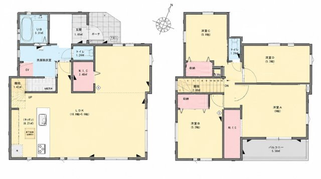 糟屋郡篠栗町和田4丁目第5-2棟（2号棟）　の間取り