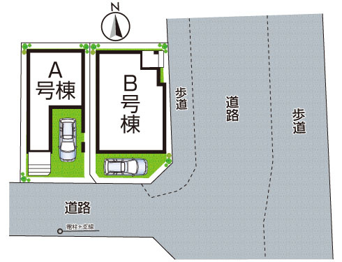 豊中市上津島　新築一戸建ての区画図|全２区画