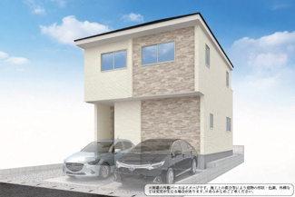 【外観パース】 | 岐阜市加納花ノ木！新築建売限定1邸！ゆとりの4LDK！お車並列2台可能！長期優良認定住宅！ | 岐阜市加納花ノ木！新築建売限定1邸！ゆとりの4LDK！お車並列2台可能！長期優良認定住宅！