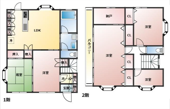 【中古物件】　常磐湯本町吹谷　一戸建ての間取り