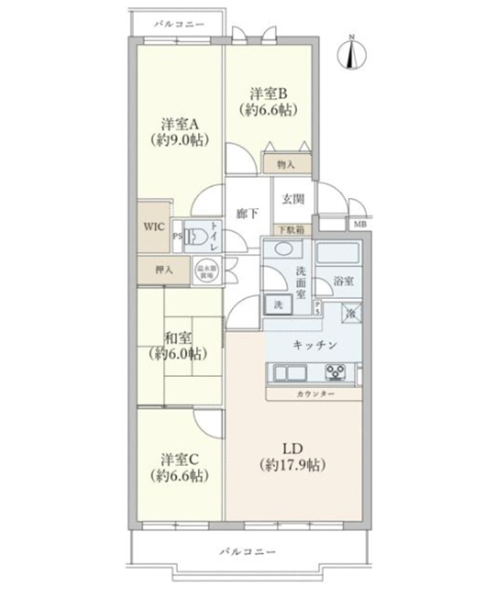 六甲高羽アーバンライフの間取り|ペットとくらす環境が整っています。※ペット飼育規約あり。詳細はご確認ください
