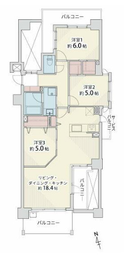 ヴィルヌーブ阿倍野阪南町の間取り