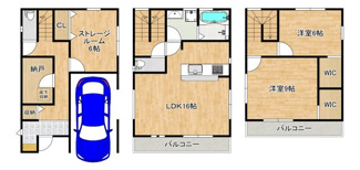 【間取り】 | 大浜中町３丁　新築分譲住宅　全２区画 | 【東向き日当たり良好】たっぷりの陽光に包まれる明るい住まいに気持ちも明るくなりますね♪