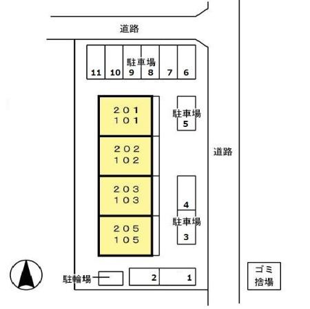 セジュール八幡の区画図