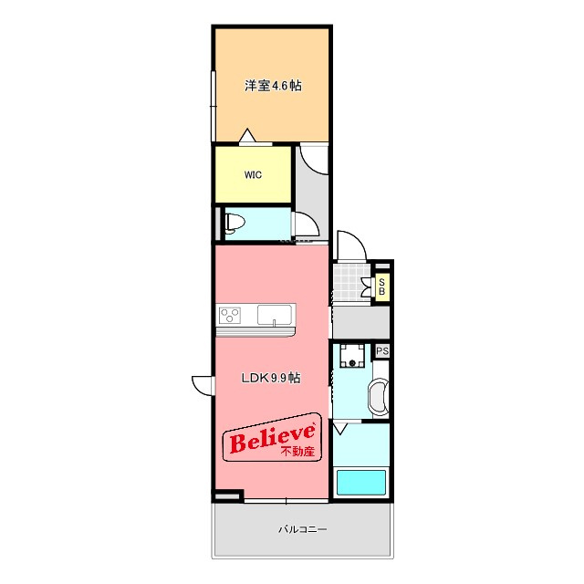 D-ROOM　FIRST　大善寺駅前の間取り|使い勝手の良い間取りです♪