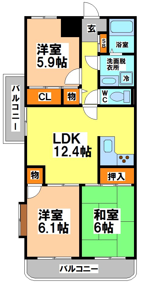 武蔵野市境４丁目の賃貸マンションの間取り