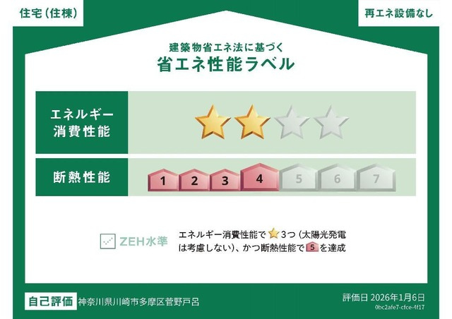川崎市多摩区菅野戸呂のアパートの省エネ性能ラベル