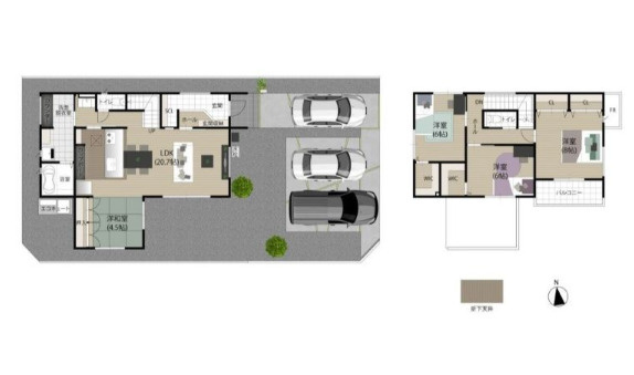 津市高茶屋6丁目 新築戸建【全2棟】の間取り