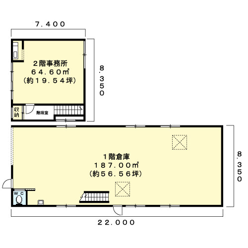 澤事務所付倉庫の間取り