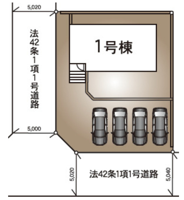 下妻市鬼怒第7　1号棟の区画図|敷地広々、地盤調査済みで安心。駐車や生活動線も快適です。