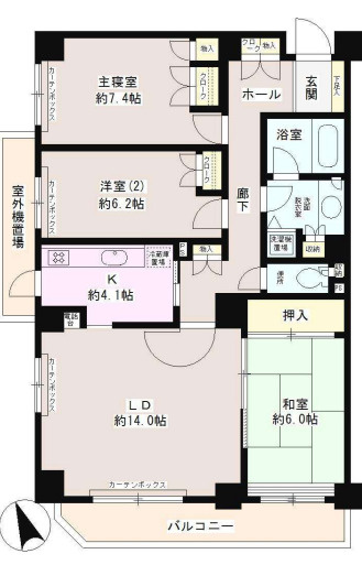 武蔵野市中町３丁目の賃貸マンションの間取り