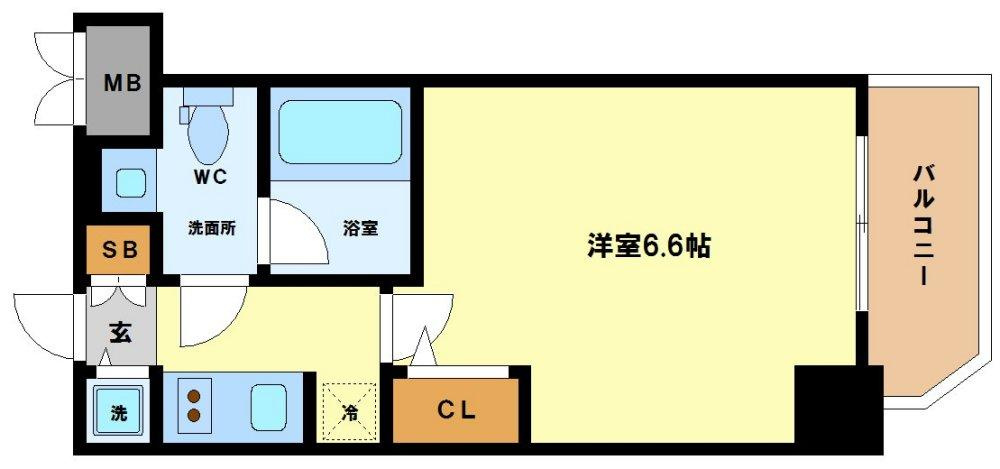 リーガル京町堀Ⅱの間取り|リーガル京町堀II　ひとり暮らしにぴったりなお部屋