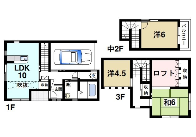 奈良市南紀寺町　貸家の間取り|3LDKの間取りになります