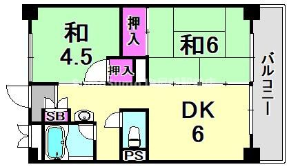 ビレッジハウス南清水タワー1号棟の間取り