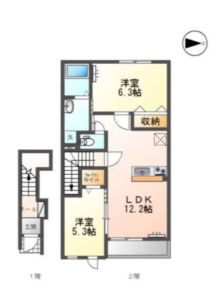 熊本市北区龍田７丁目のアパートの間取り