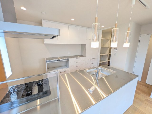 八王子市　中野上町　新築一戸建てのキッチン|～キッチン背面にはカップボード付き～