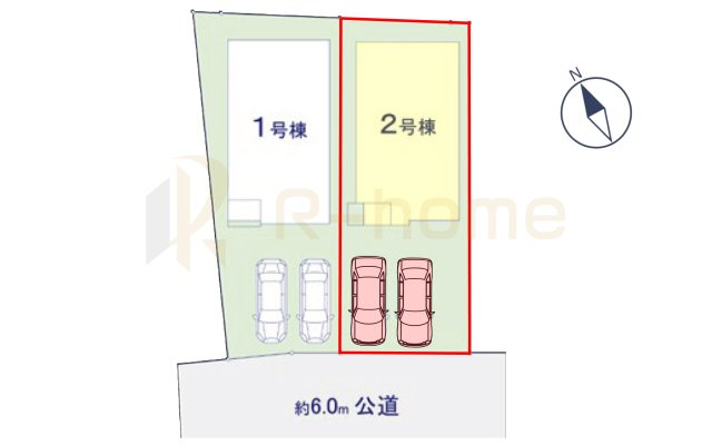 守谷市松ケ丘7期　新築戸建て　2号棟の区画図|大きなお買い物だからこそ、メリット・デメリットを伝えさせて頂きます。
R-homeにお任せください♪