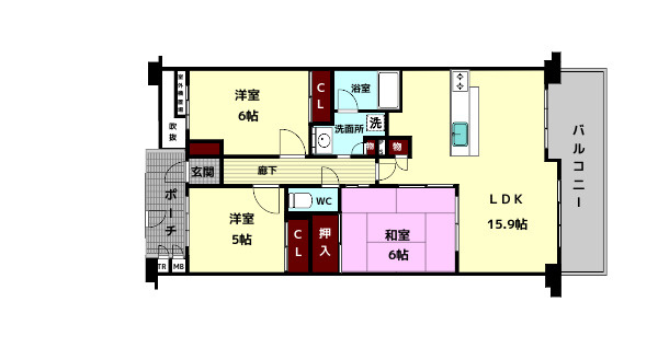ローレルスクエア登美ヶ丘東館Ⅱの間取り