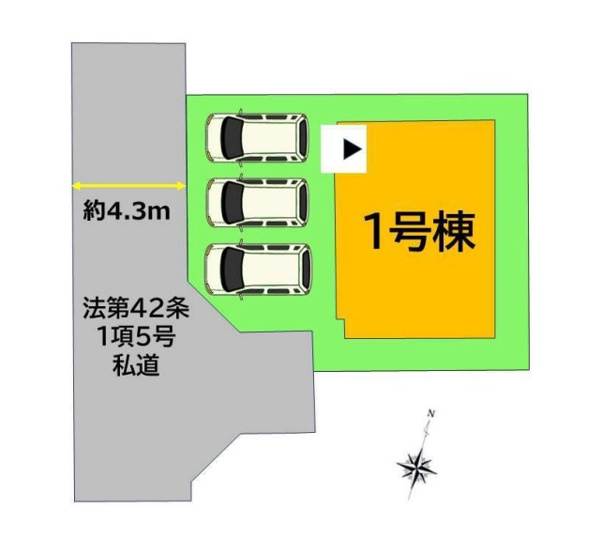 【区画図】 | 福岡市西区泉3丁目3期　1号棟（全1棟）【仲介手数料無料・0円】 | 区画図です。1号棟です。
