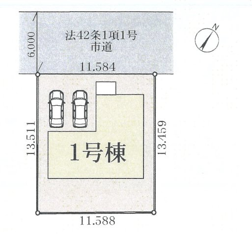 仲介手数料無料　蓮田市緑町１丁目21-3　新築戸建　全１棟の区画図