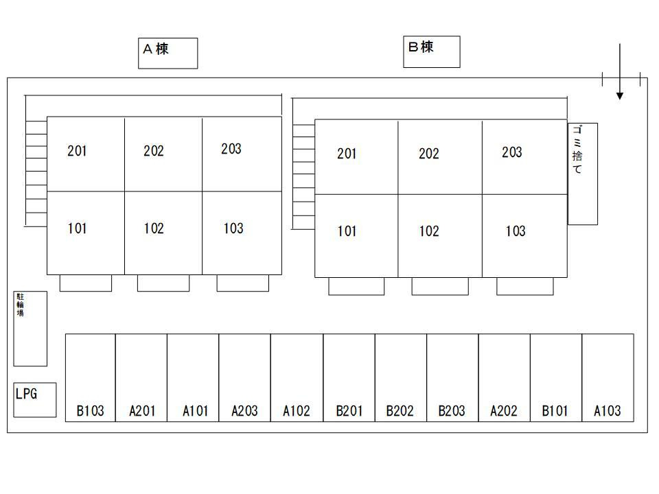 コーポ吉備路のその他|駐車場配置図