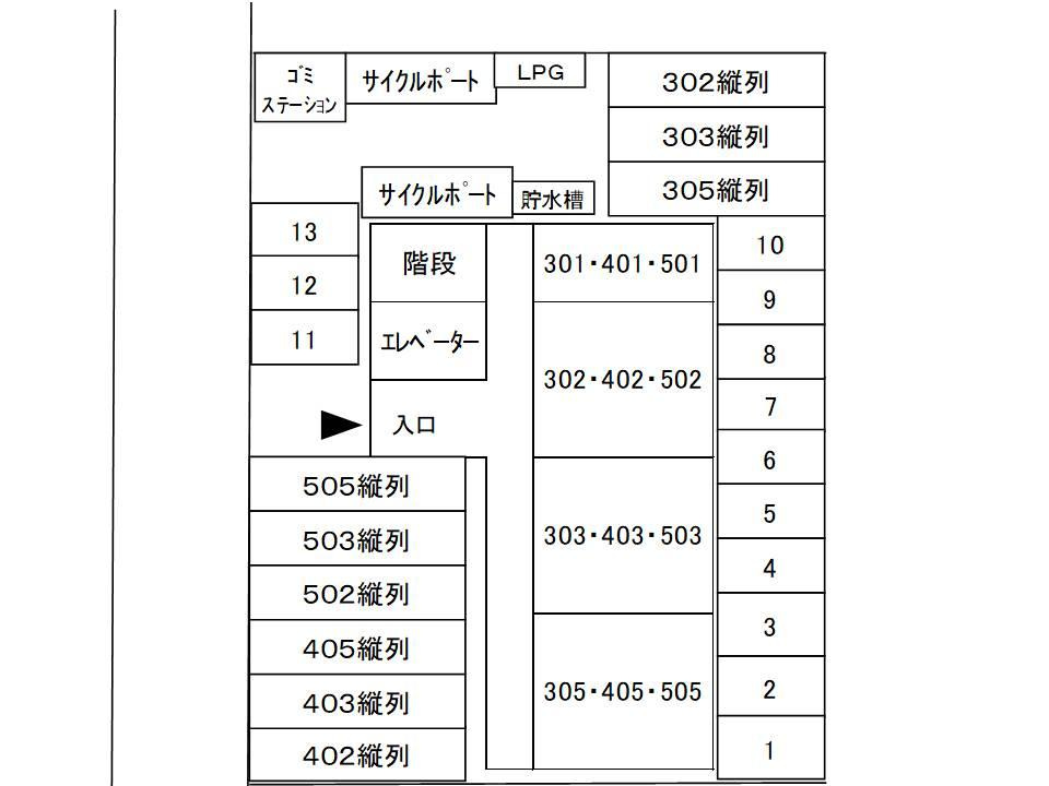 ビューハイツ吉備路の区画図|駐車場配置図