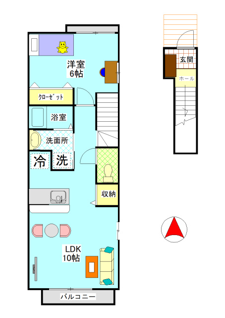 グランパレＫ Ｂの間取り|総社井手　グランパレＫ　1LDＫ　間取り