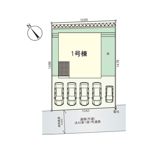 宗像市三倉第1-棟（1号棟）の区画図|配置図（1号棟）
