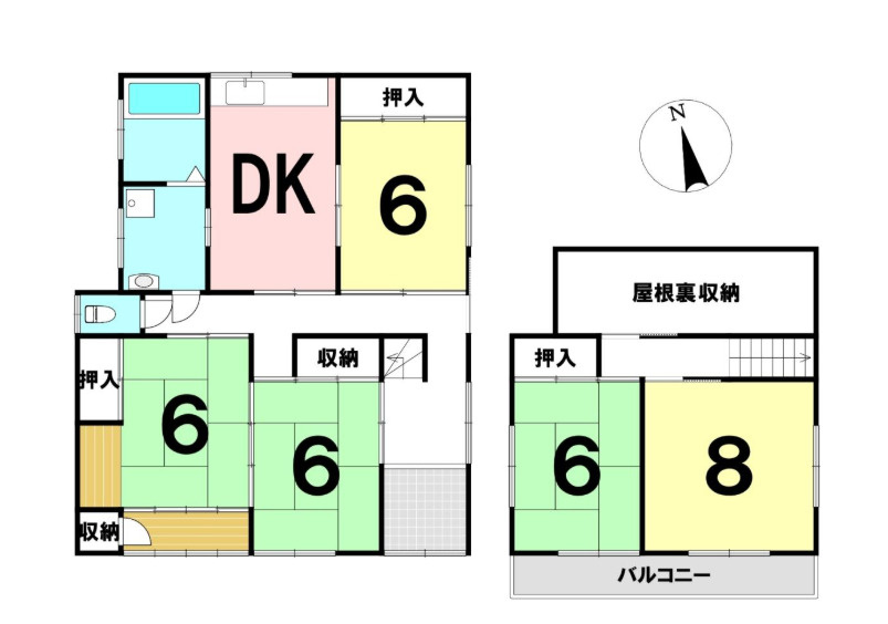 香南市野市町大谷　中古一戸建ての間取り|5DKのゆとりある間取りで大家族にも対応可能