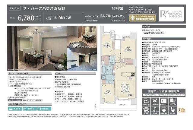 【その他】 | ザ・パークハウス五反野　仲介手数料無料＋40万円現金プレゼント中