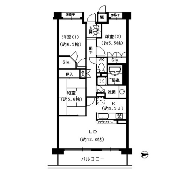 甲子園六石町ハイツの間取り