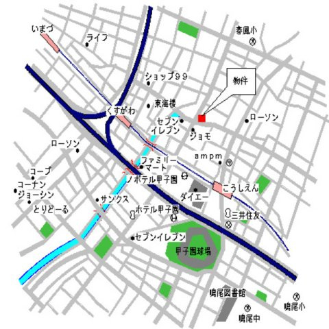 甲子園六石町ハイツの地図