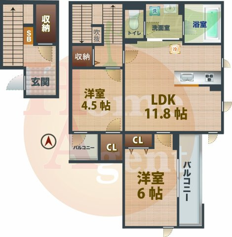 【間取り】 | トリア・ブルナ | 2LDKのお部屋です。