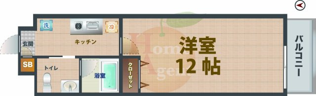 【間取り】 | RESIDENCE　SATSUMA | 1Kのお部屋です。