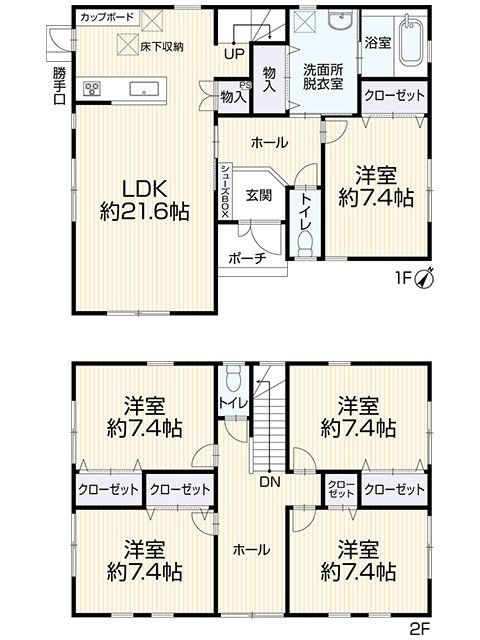 福岡市早良区東入部1丁目の間取り|全居室収納付きで便利です。