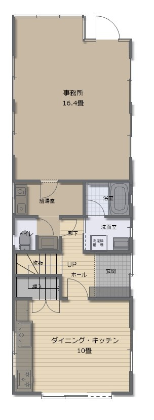 津山口　中古住宅　3DK＋事務所のその他|1階間取り