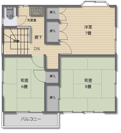 津山口　中古住宅　3DK＋事務所のその他|2階間取り