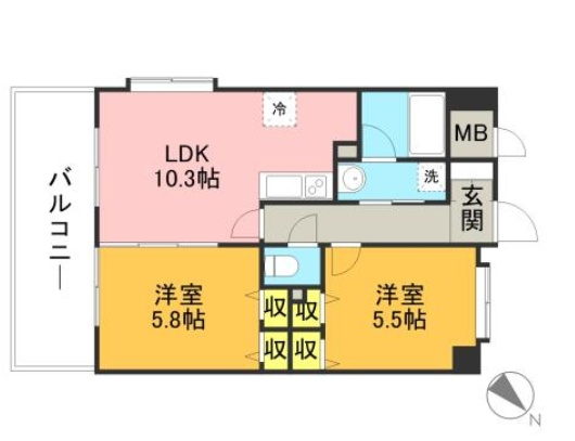 キルンズ博多駅南の間取り|使いやすい間取りです。