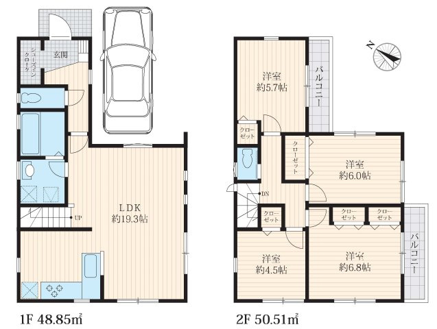 【横浜市鶴見区上末吉4丁目12-8全3棟新築戸建て】★仲介手数料無料★（上末吉小学校・末吉中学校）
