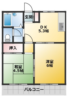 千葉市若葉区貝塚２丁目のアパートの間取り