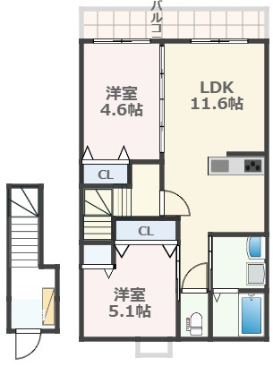 熊本市南区良町４丁目のアパートの間取り