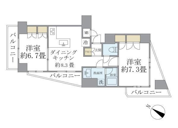 ＫＤＸレジデンス日本橋箱崎の間取り
