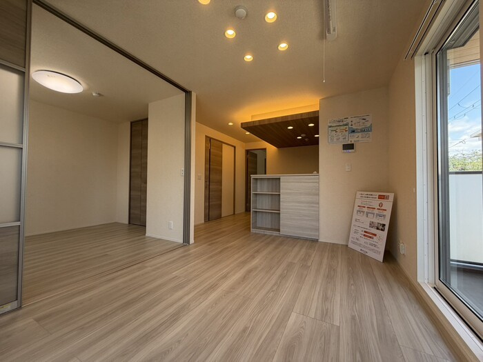 アレ・デ・フルール西向日駅前A棟の居間・リビング|LDK12帖以上。Wクローゼット2ヶ所で収納豊富な2LDK