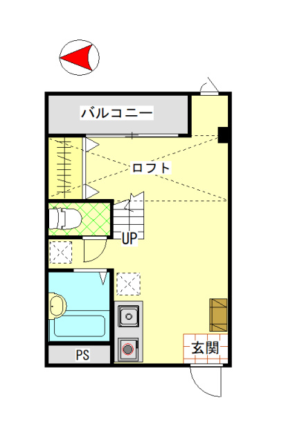 クレストウッドの間取り|松島　クレストウッド　1R+ロフト　間取り