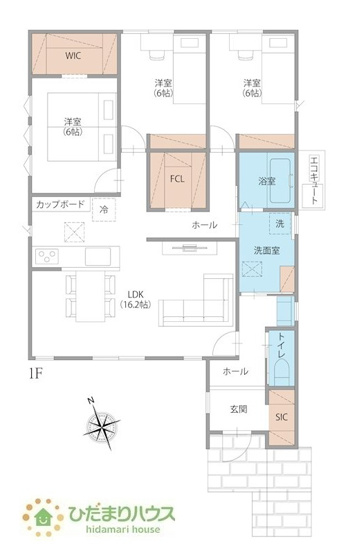 【間取り】 | 牛久市中央1丁目　新築戸建　3号棟 | 全居室6帖以上！ゆとりのある3LDK☆
（3号棟）